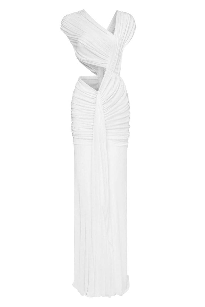 White Off Shoulder Cut Out Dress 2